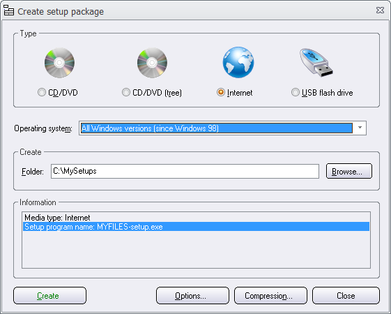 Create setup package - C:\MySetups