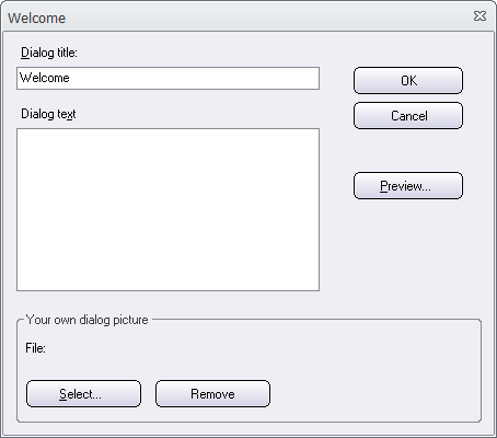 The 'Welcome' dialog box