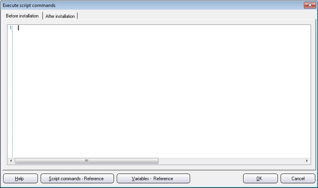 The script editor in Visual Installer