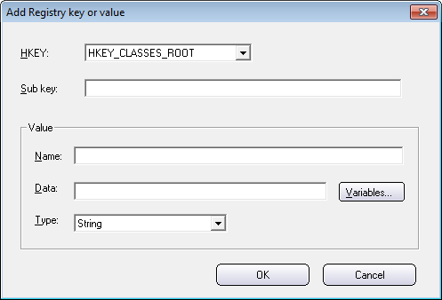 The 'Add Registry key or value' dialog box